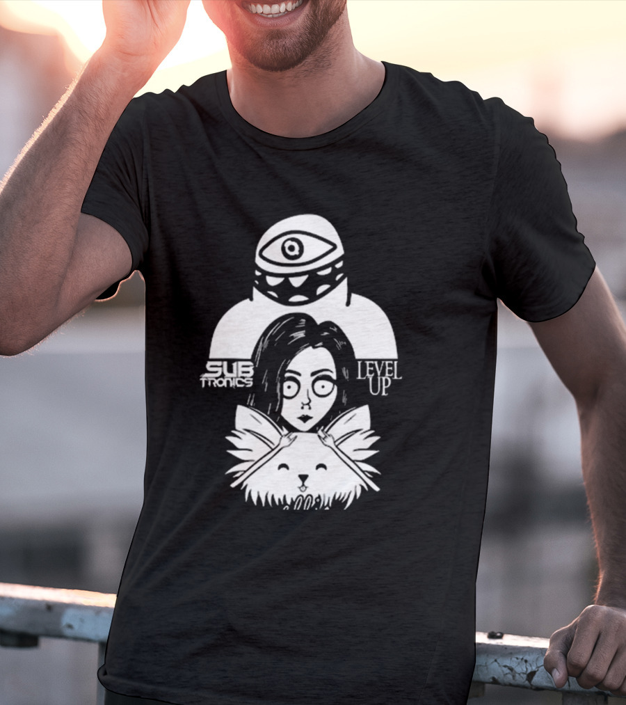 Subtronics Level Up Ellie Art Featuring Eye And Cat Motif T-Shirt