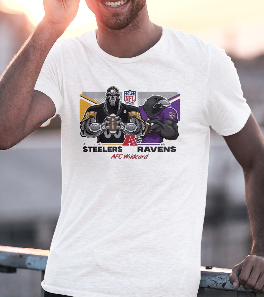 Steelers Ravens NFL AFC Wildcard Matchup Mascots Football Showdown T-Shirt