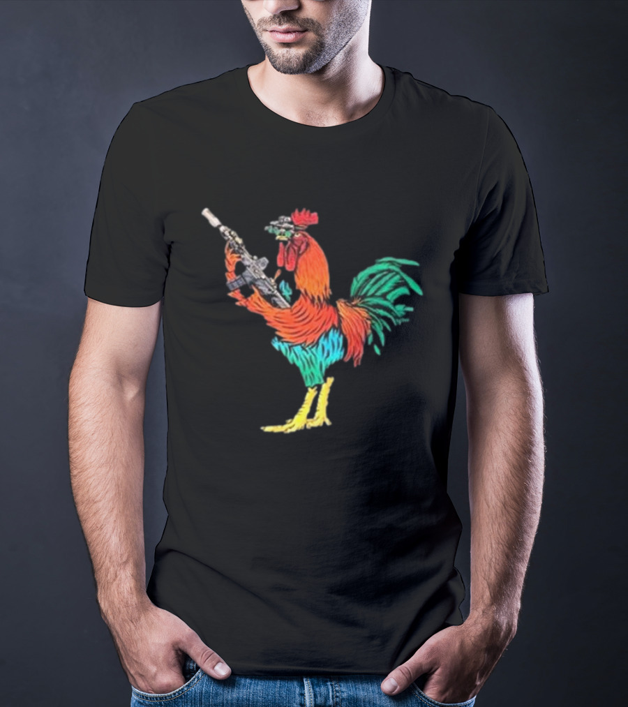 Black Rifle Coffee Tacticock Colorful Armed Rooster T-Shirt