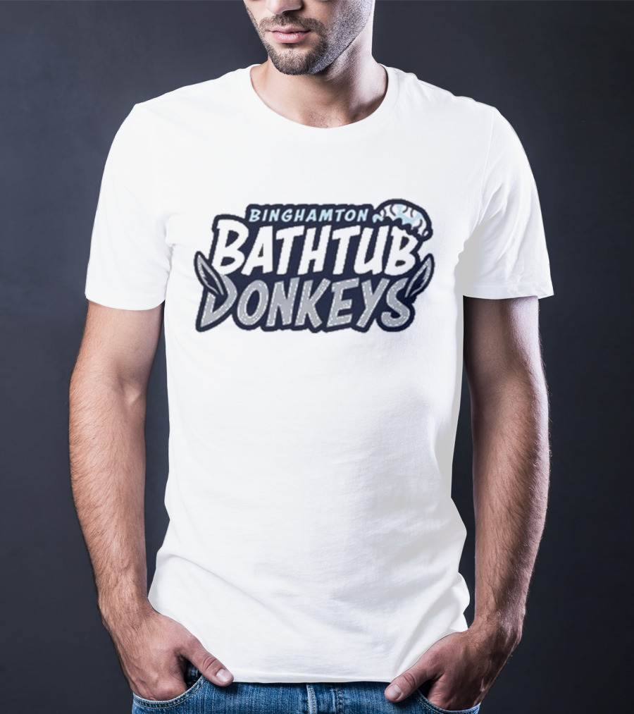 Binghamton Bathtub Donkeys Logo With Foamy Shower Cap T-Shirt