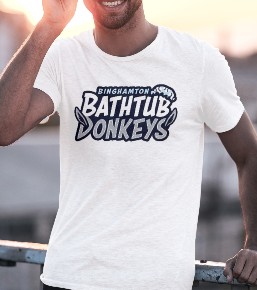 Binghamton Bathtub Donkeys Logo With Foamy Shower Cap T-Shirt