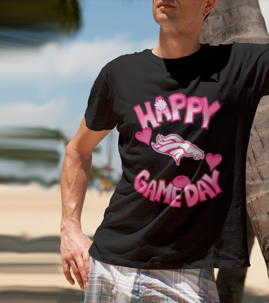 Valentine’s Day Happy Gameday Denver Broncos 2025 Football Hearts T-Shirt