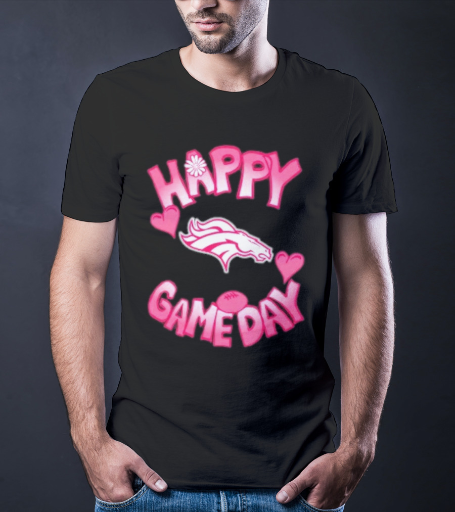 Valentine’s Day Happy Gameday Denver Broncos 2025 Football Hearts T-Shirt