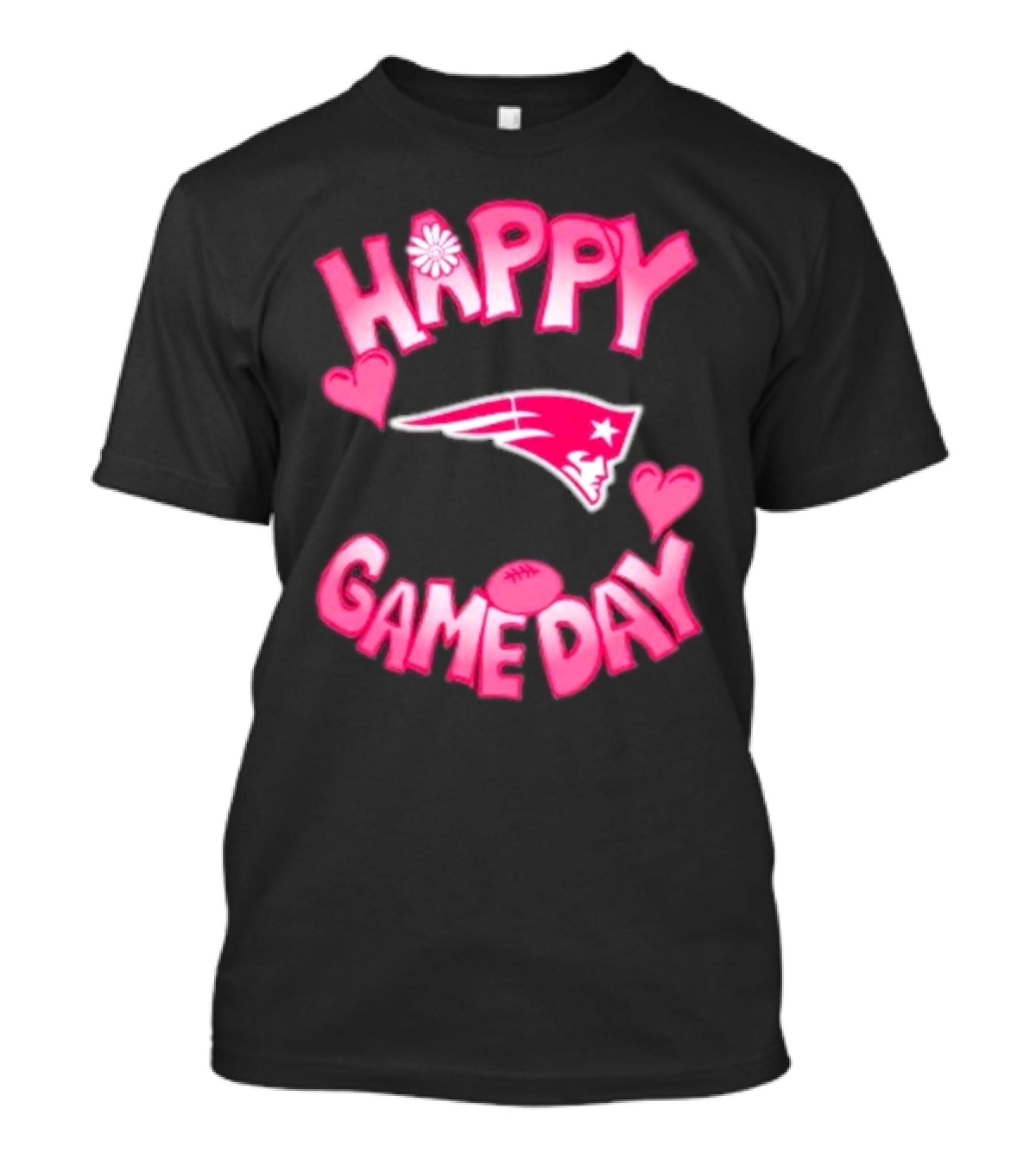 Valentine’s Day New England Patriots Happy Gameday 2025 With Hearts And Football T-Shirt