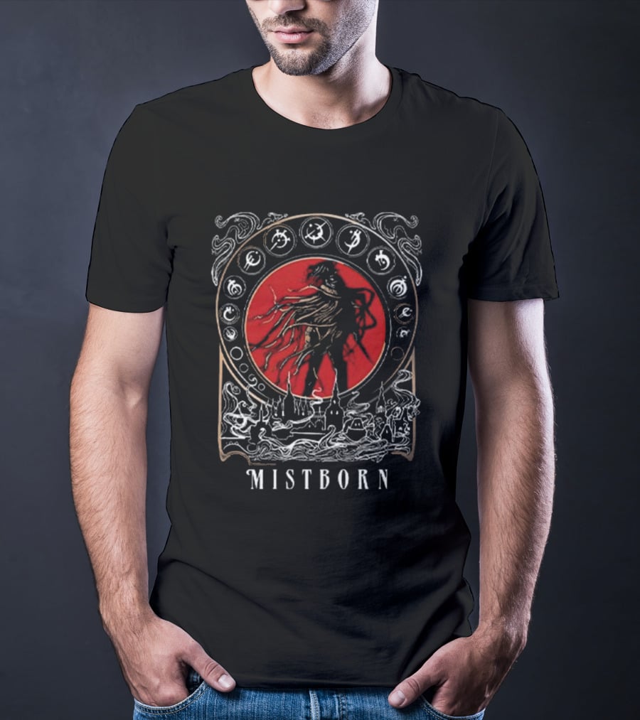 Brandon Sanderson Mistborn Gothic Fantasy Artwork With Red Circle And Symbols T-Shirt