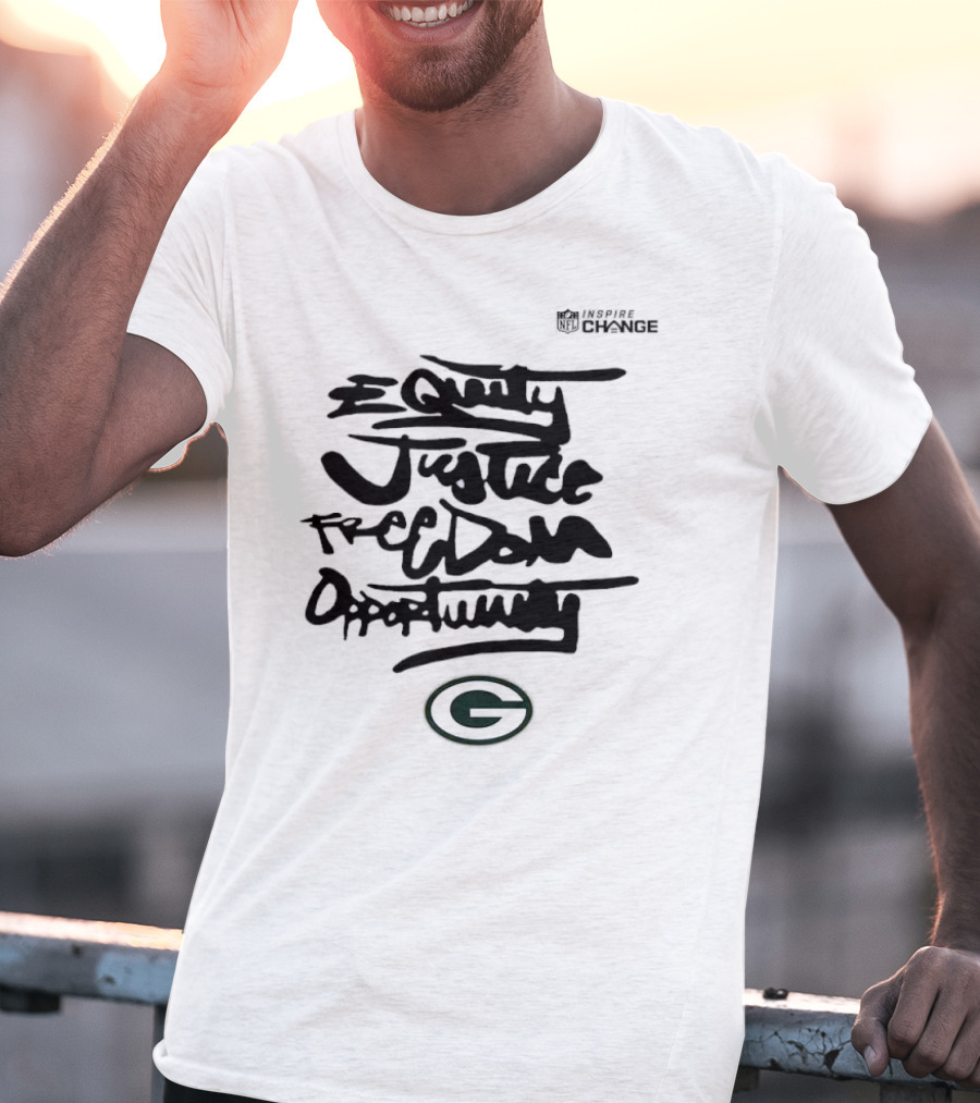 Green Bay Packers NFL Inspire Change Equity Justice Freedom Opportunity T-Shirt