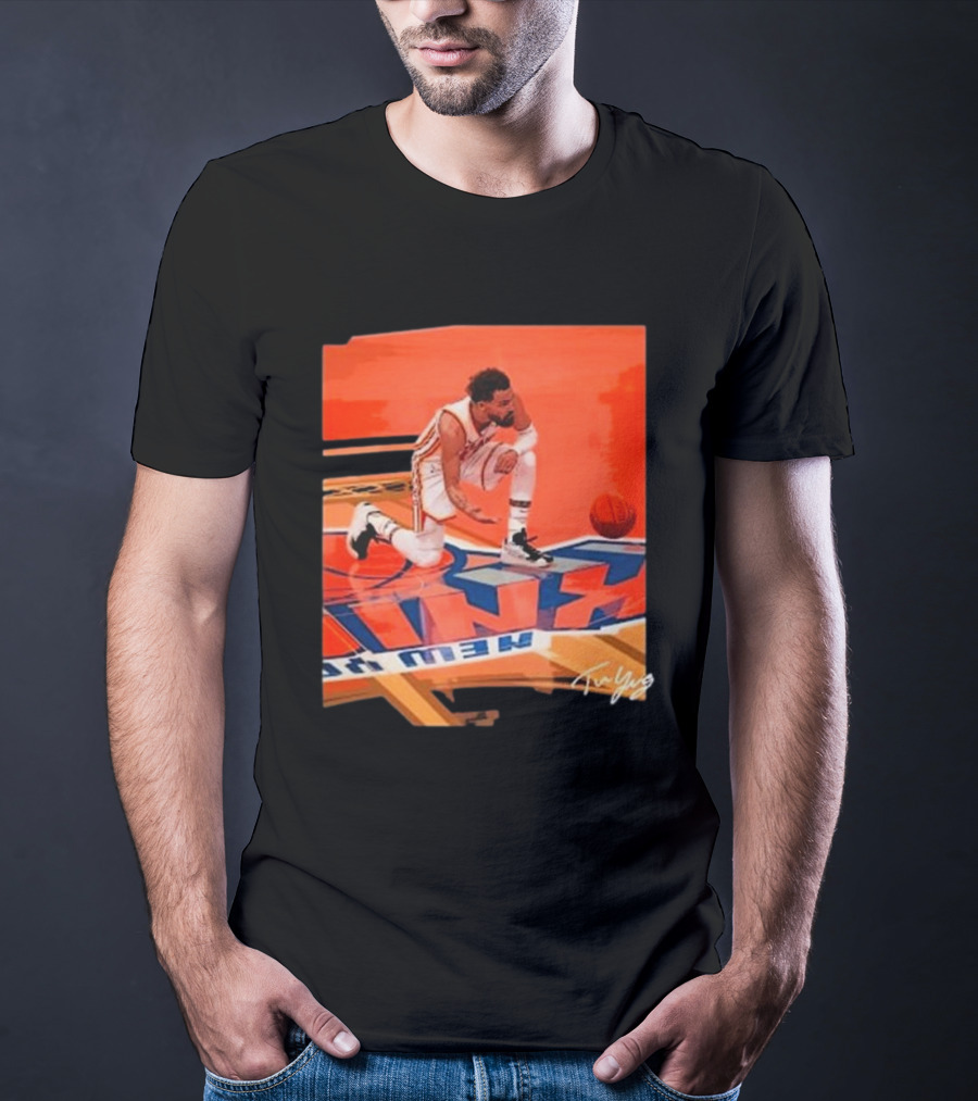 Atlanta Hawks Trae Young Kneeling Basketball New York Signature T-Shirt