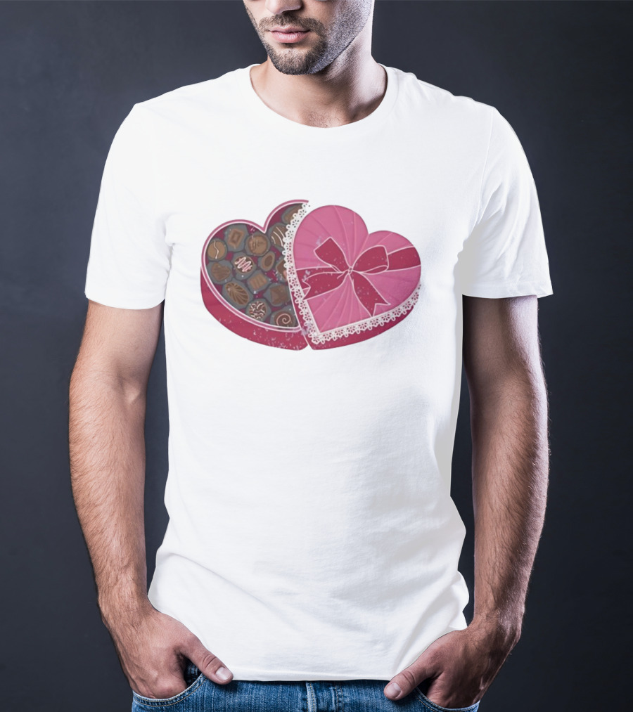 Heart Shaped Box Of Chocolates With Lace And Bow T-Shirt