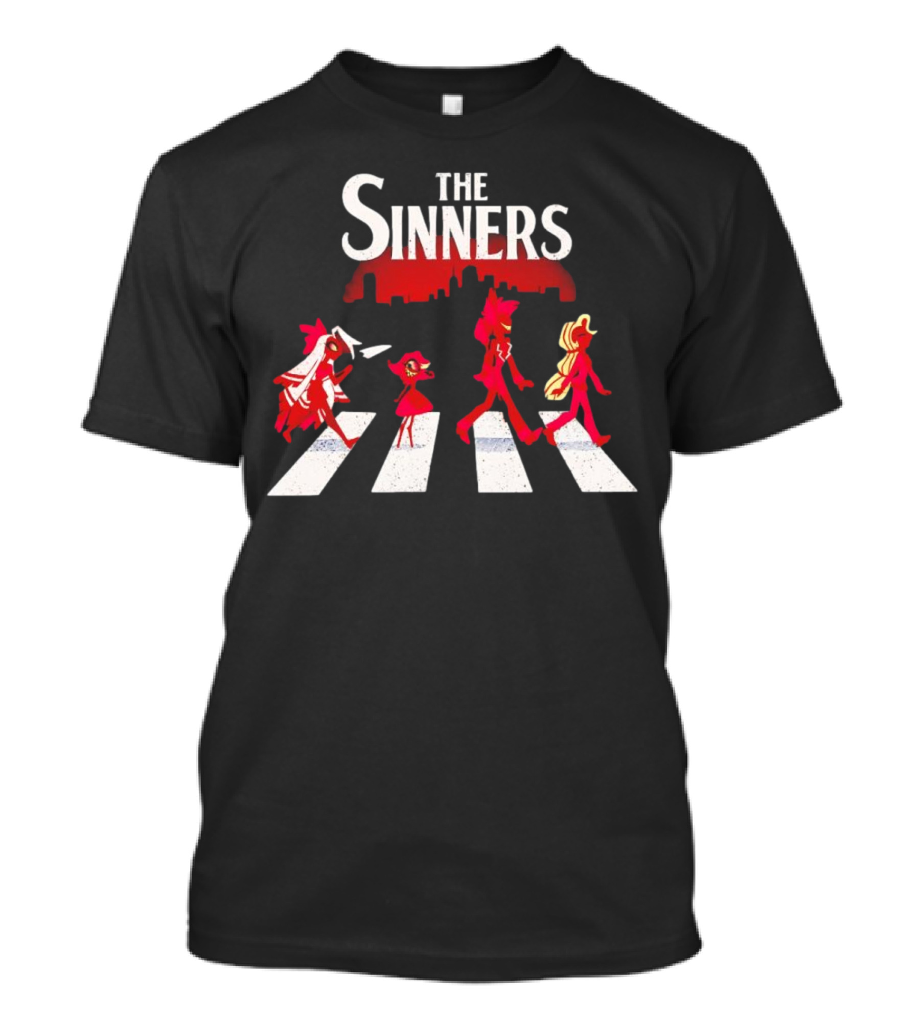 Hazbin Hotel The Sinners Abbey Road Characters Crossing T-Shirt