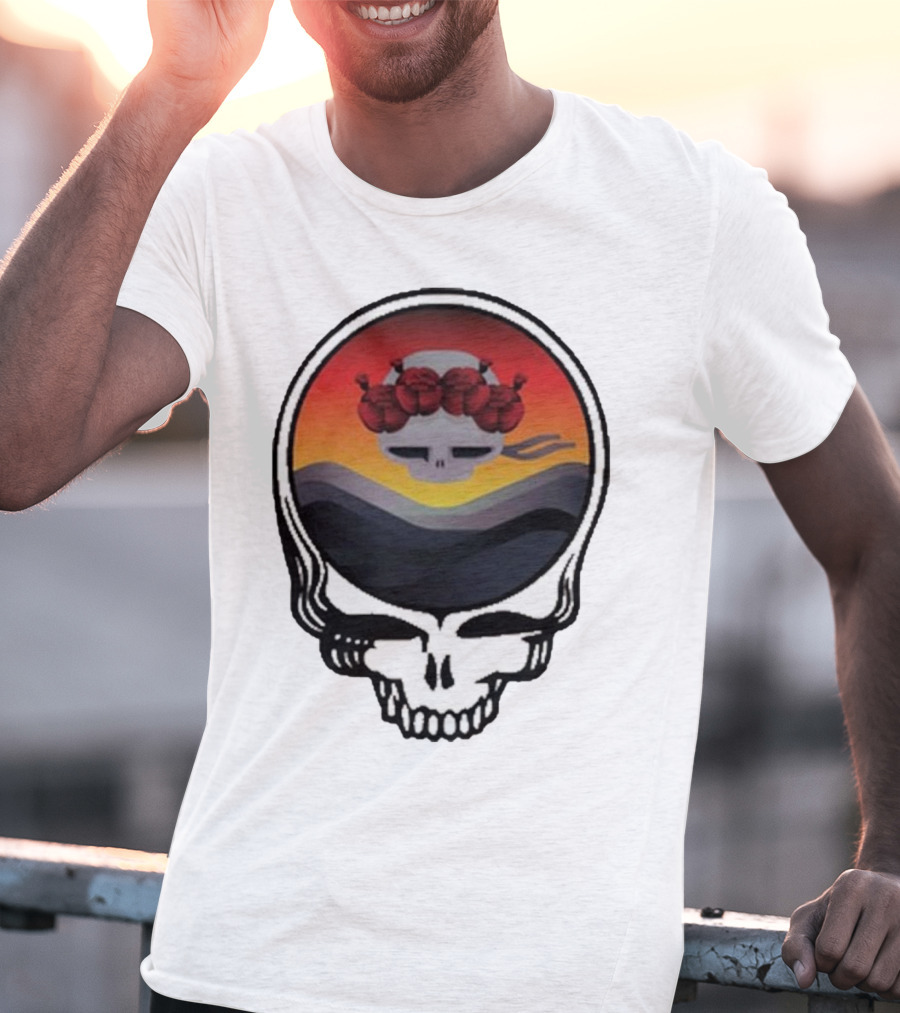 Grateful Dead The Ridge Skull Sunset With Roses T-Shirt