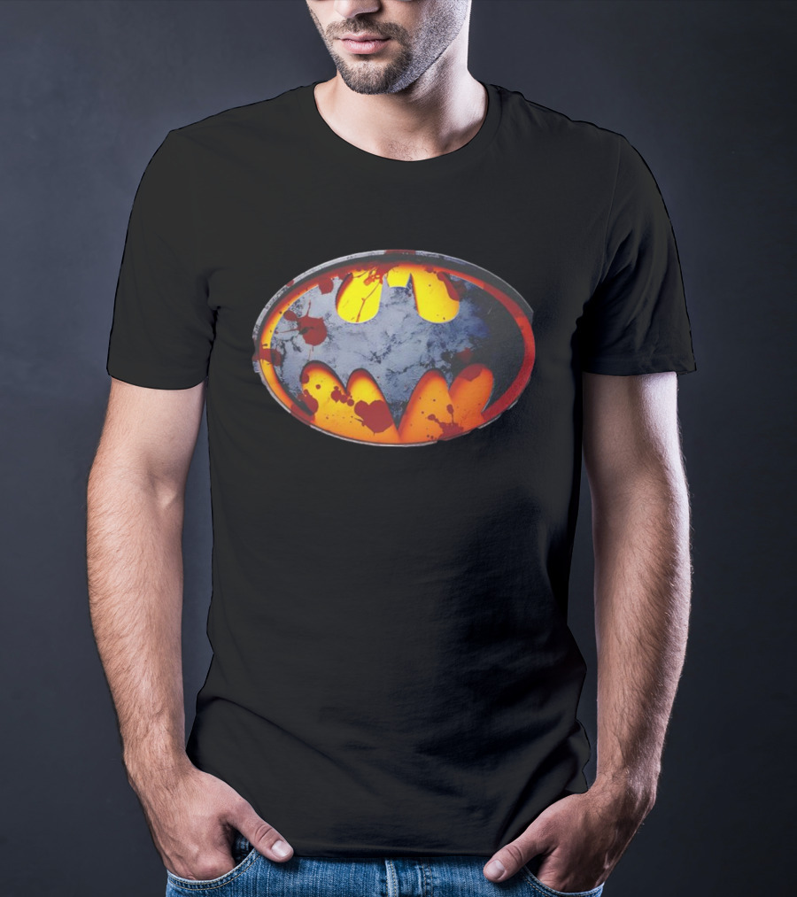 Batman Symbol With Grunge And Blood Splatter Effects T-Shirt