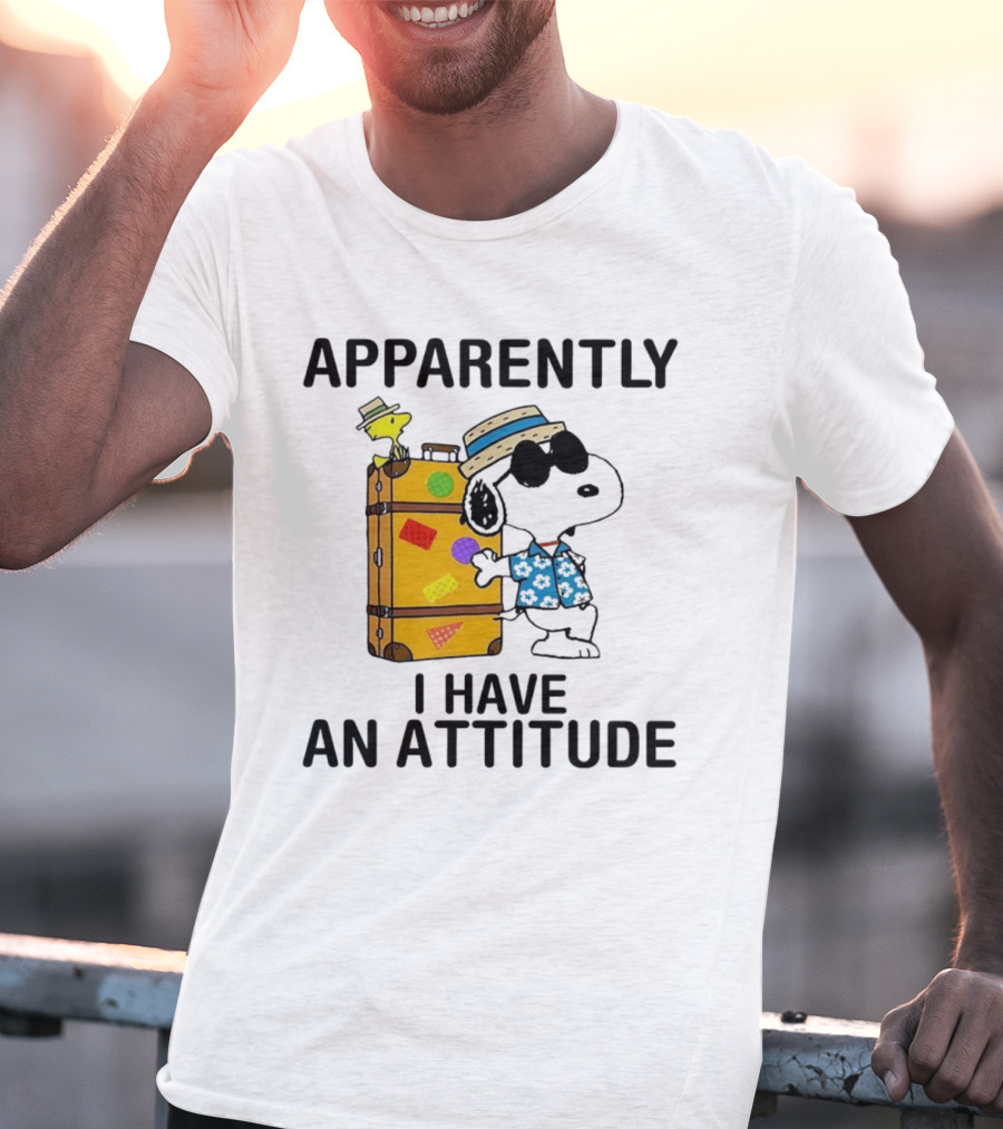 Apparently I Have An Attitude Snoopy With Woodstock And Suitcase T-Shirt