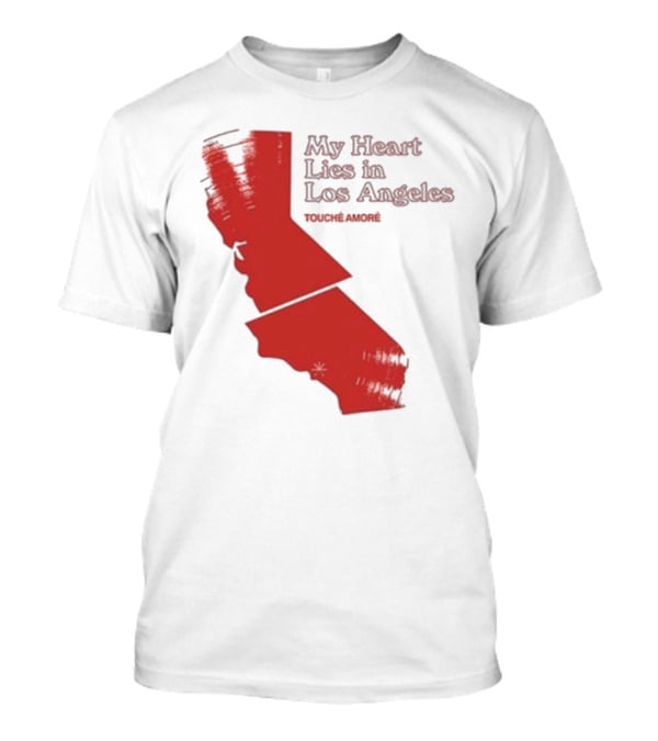 Touché Amoré My Heart Lies In Los Angeles California Map Red T-Shirt