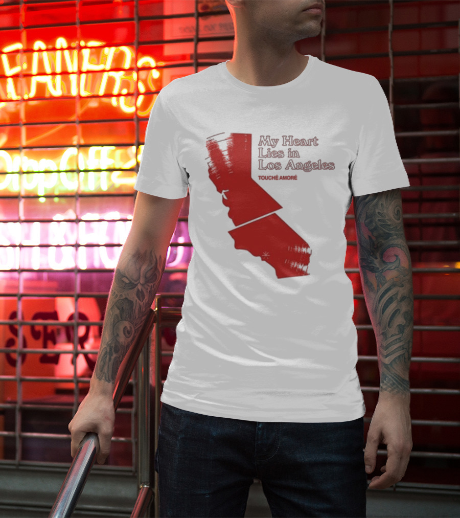 Touché Amoré My Heart Lies In Los Angeles California Map Red T-Shirt