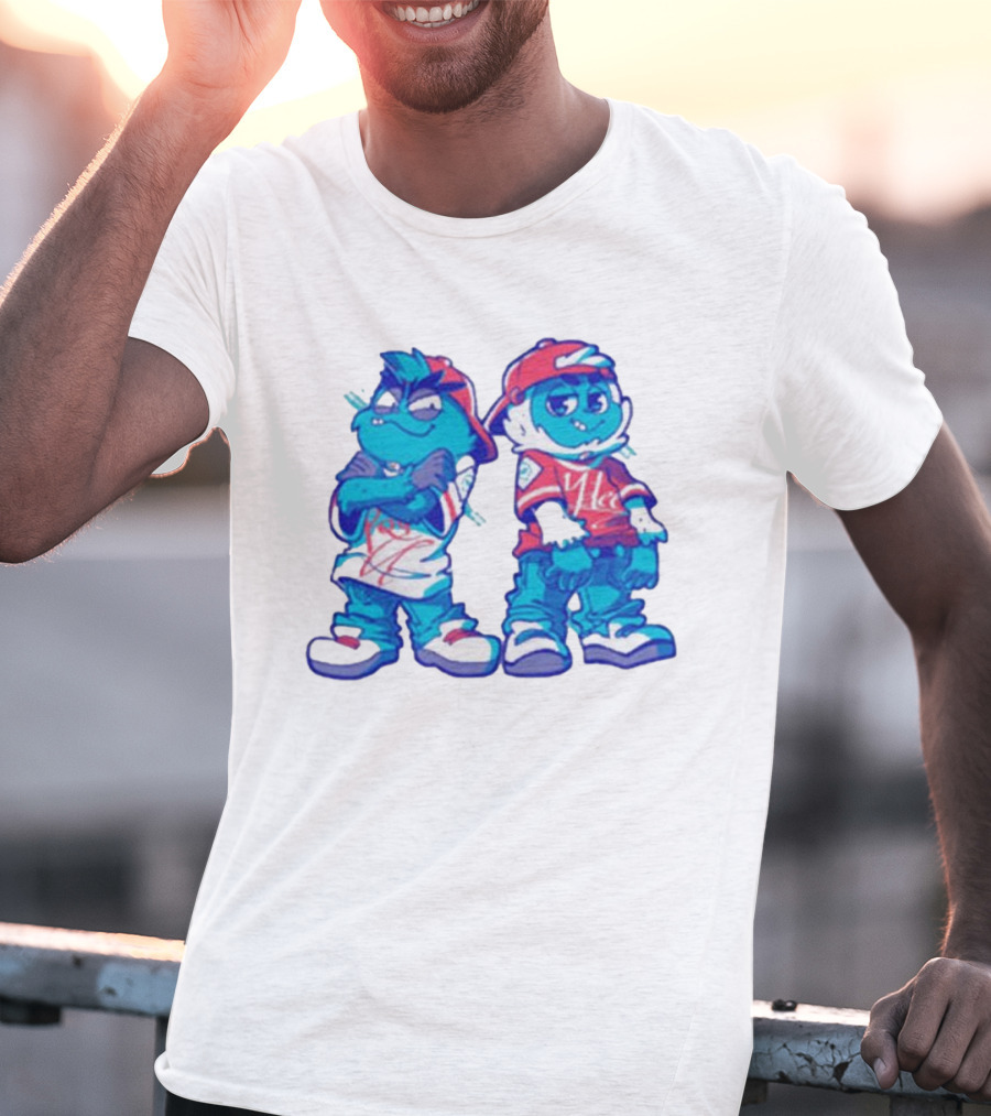 2 Kewl 4 School April Fools 2025 Hip-Hop Cartoon Characters In Red And White Outfits T-Shirt