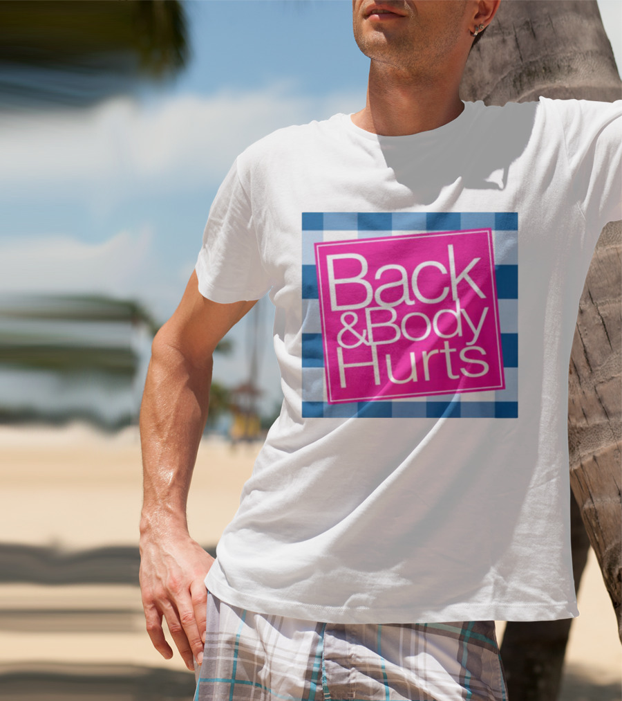 Back And Body Hurts Blue Checkered Square T-Shirt