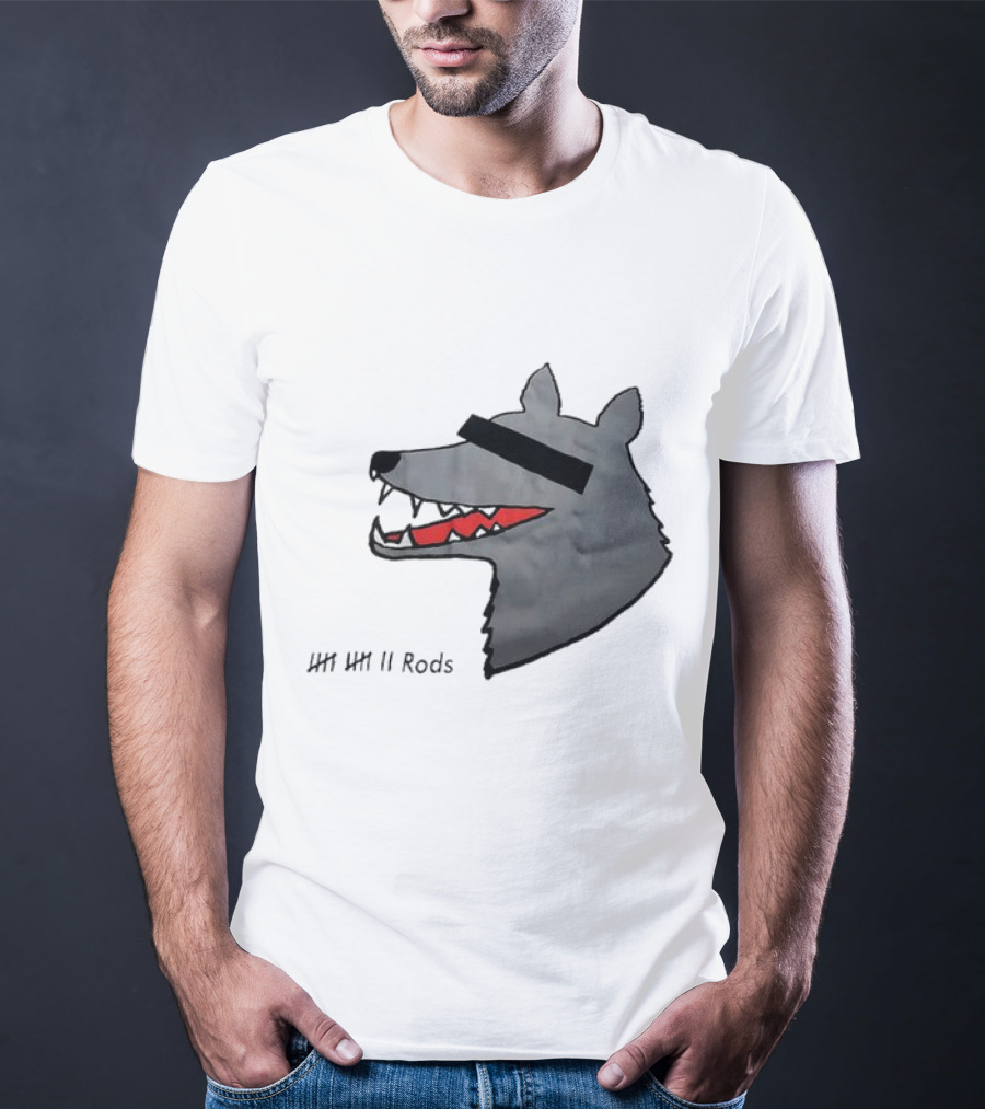 12 Rods Lost Time Wolf Head With Red And Black Accents T-Shirt