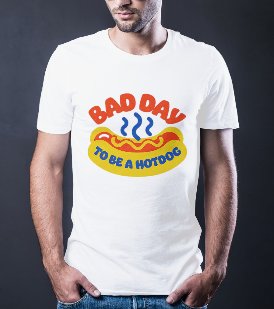 Bad Day To Be A Hotdog With Steaming Hotdog Graphic T-Shirt