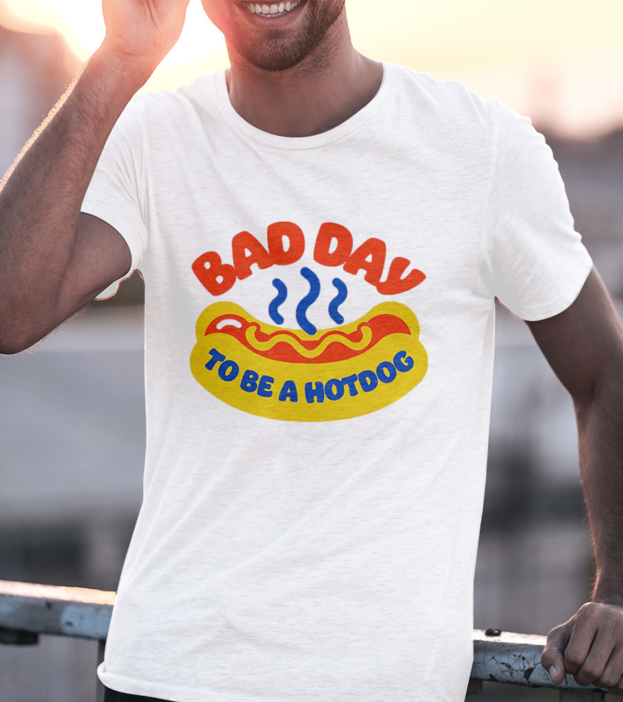 Bad Day To Be A Hotdog With Steaming Hotdog Graphic T-Shirt