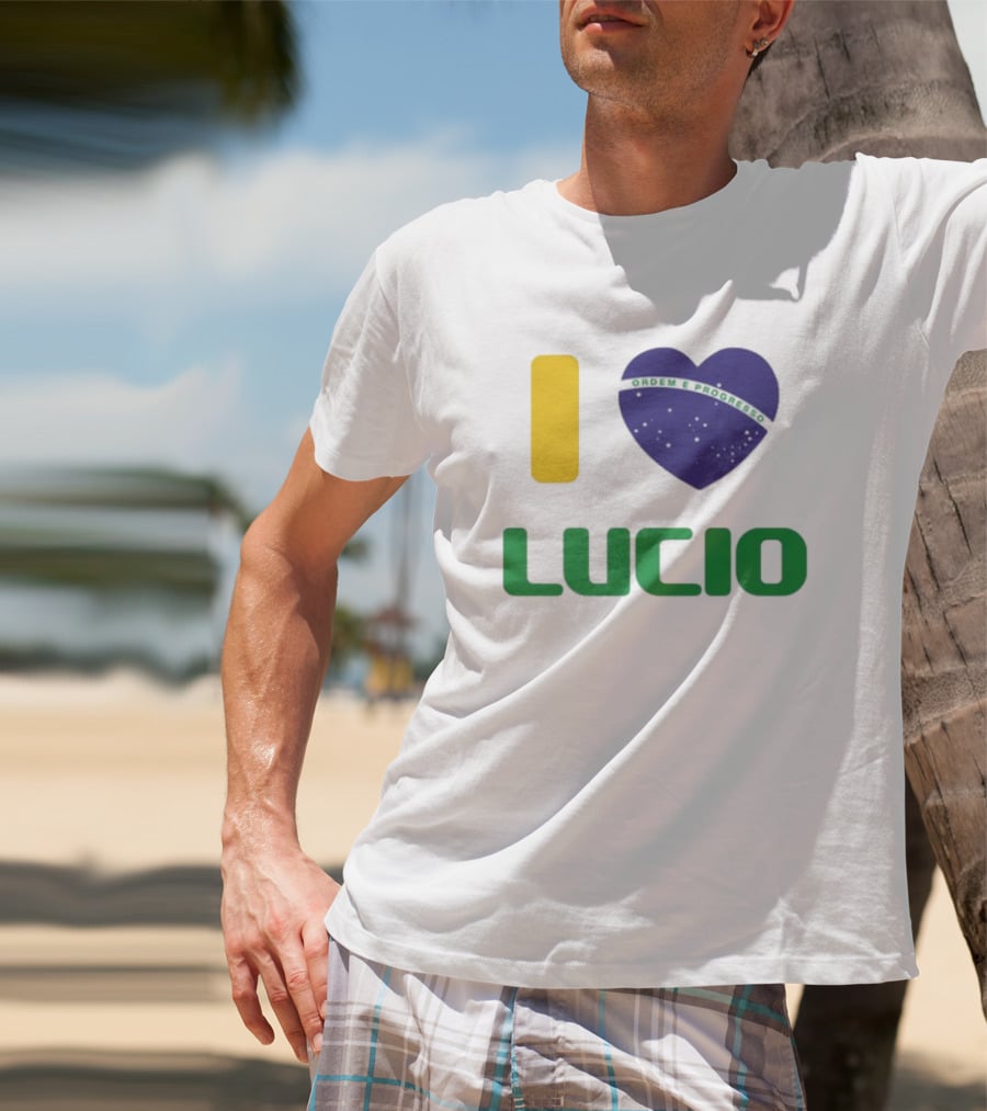 I Love Ordem E Progresso Lucio Brazil Heart Flag Style T-Shirt