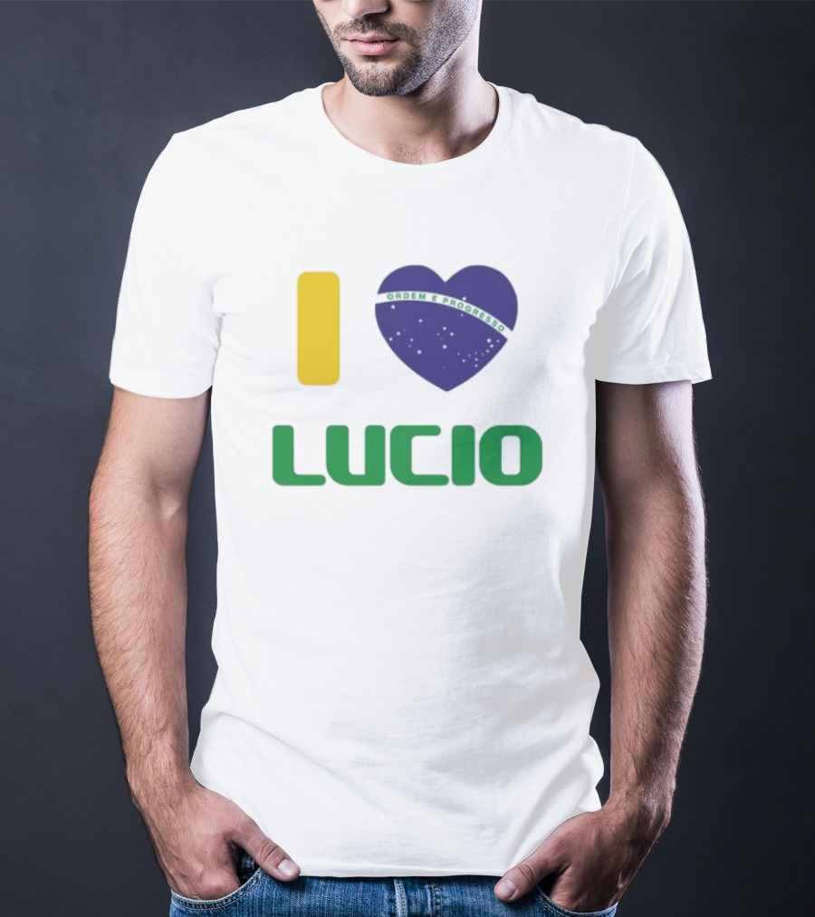 I Love Ordem E Progresso Lucio Brazil Heart Flag Style T-Shirt