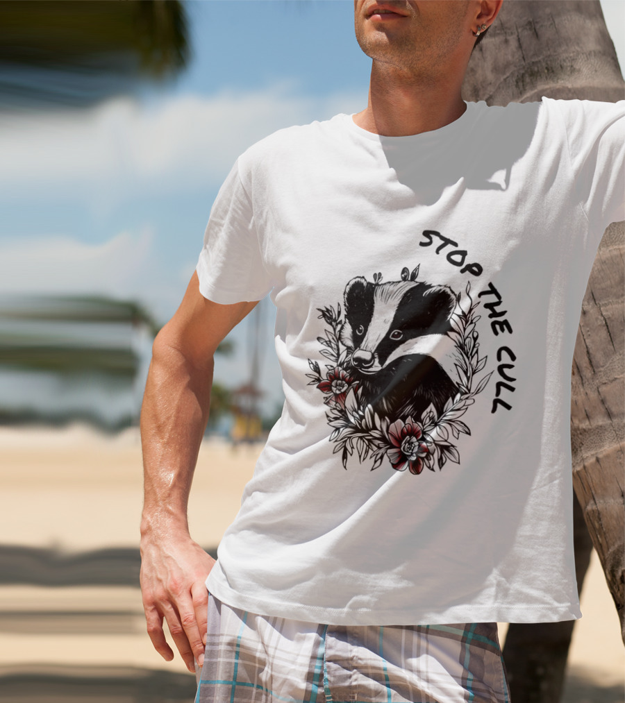 Badger Stop The Cull Floral Design T-Shirt