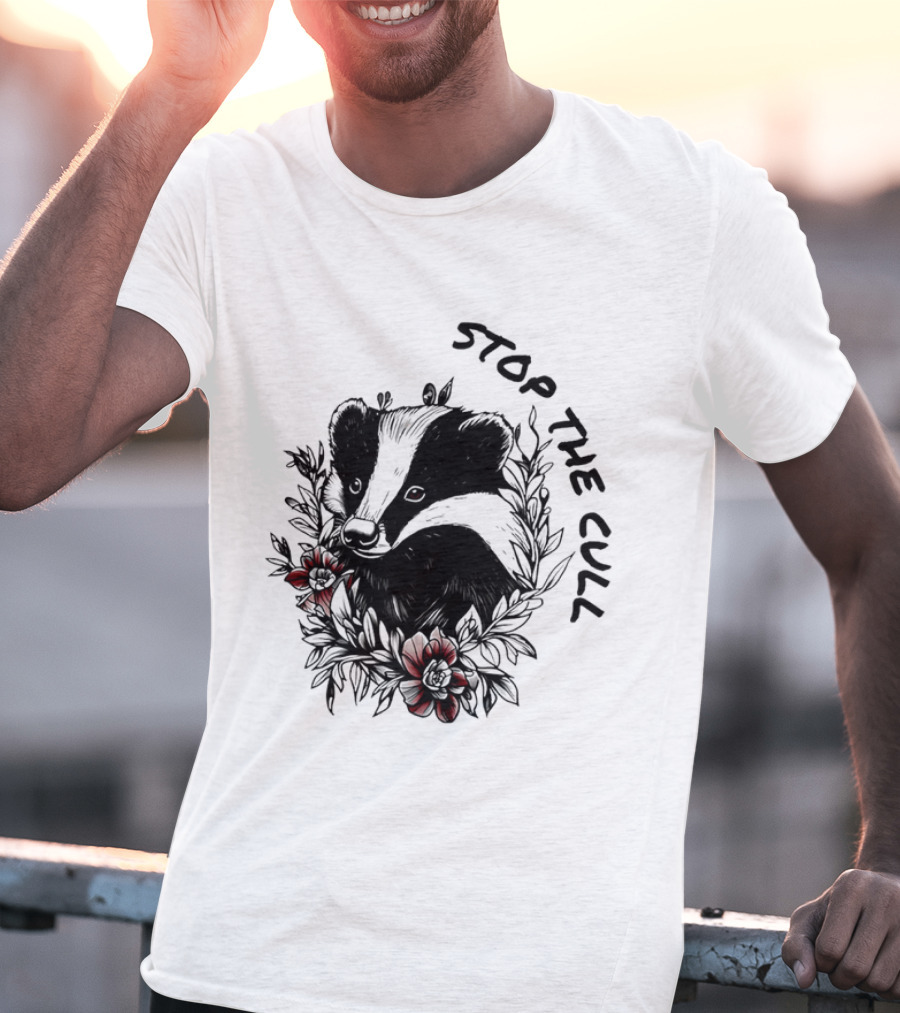Badger Stop The Cull Floral Design T-Shirt