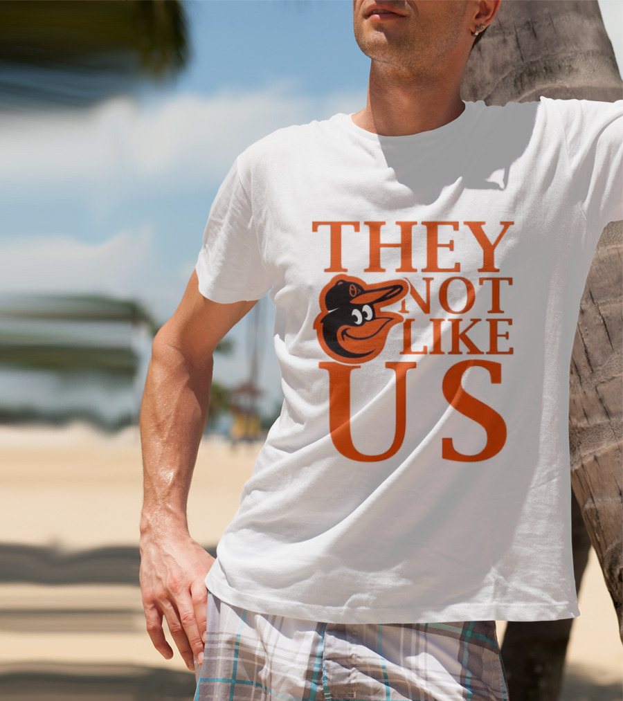 Baltimore Orioles They Not Like Us Bold Orange Text With Bird Graphic T-Shirt