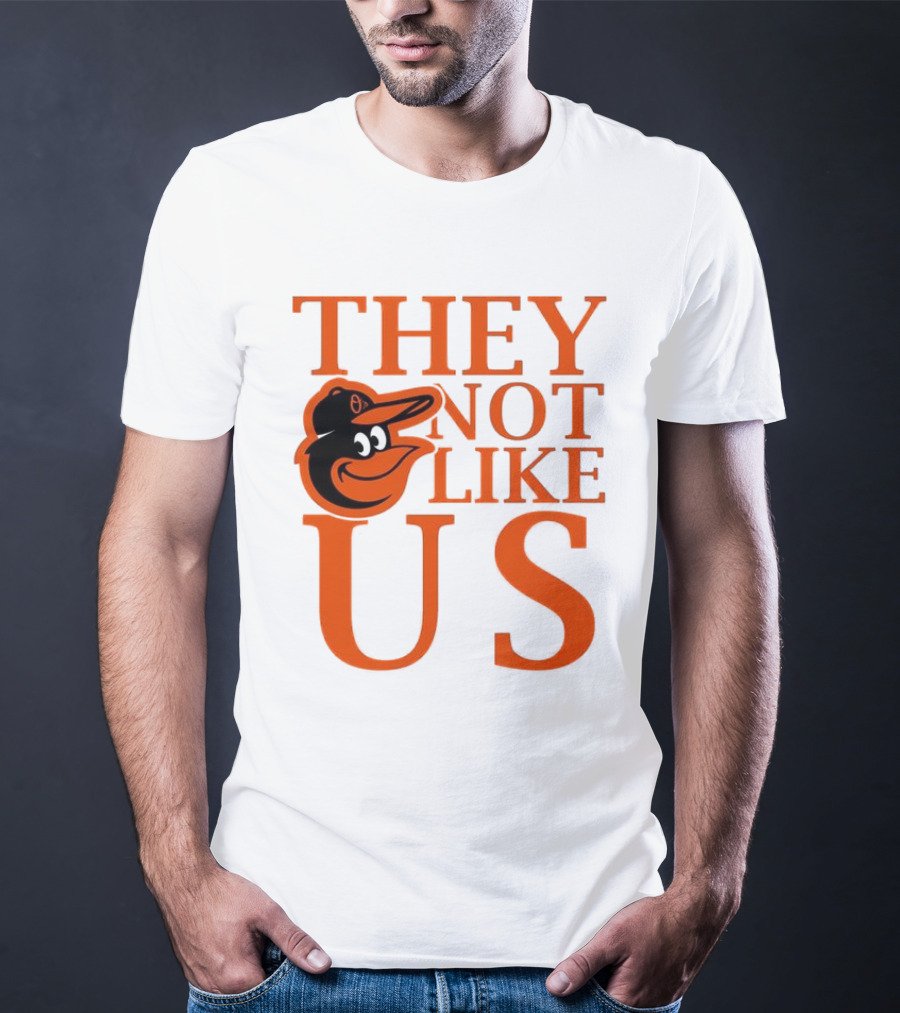 Baltimore Orioles They Not Like Us Bold Orange Text With Bird Graphic T-Shirt