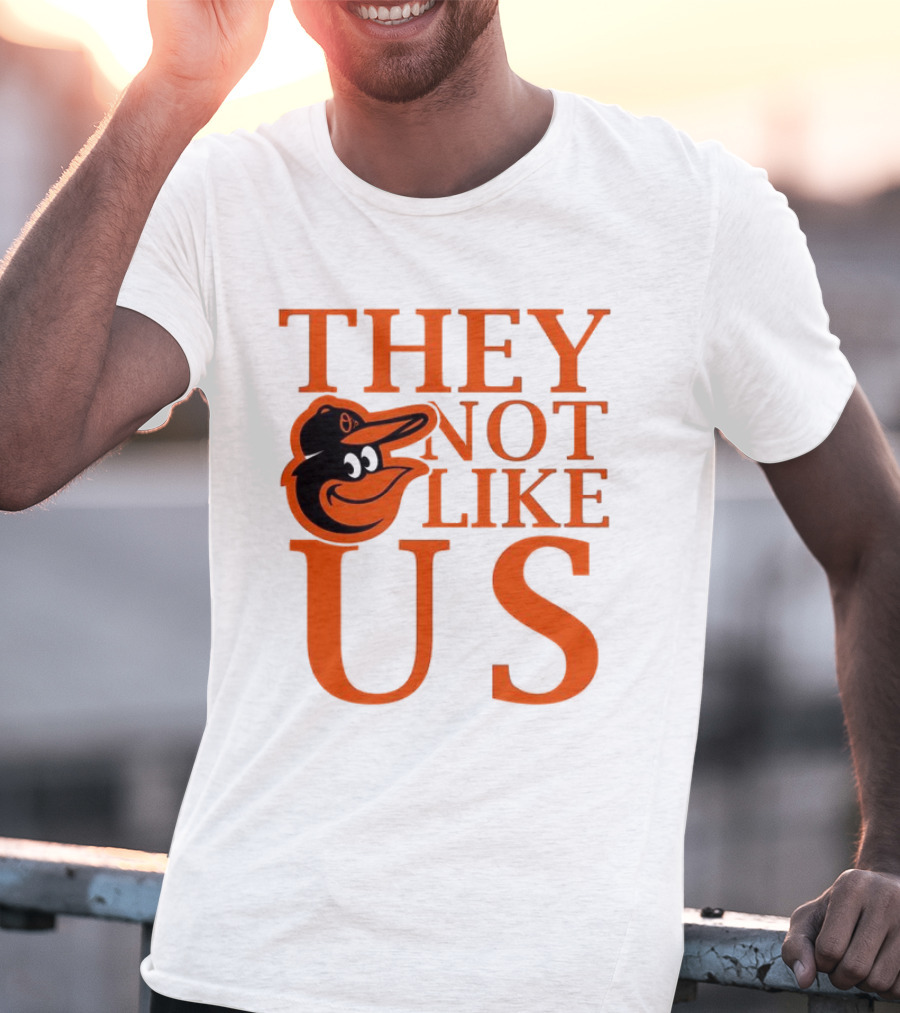 Baltimore Orioles They Not Like Us Bold Orange Text With Bird Graphic T-Shirt