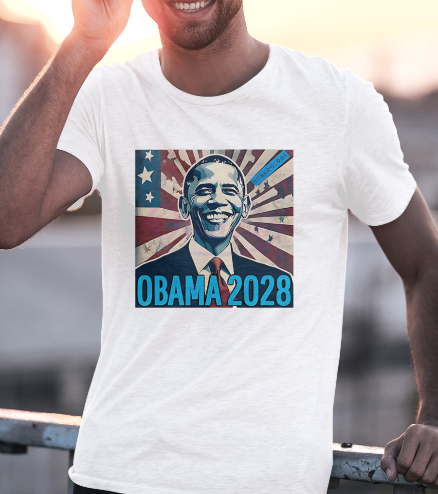 Obama 2028 American Flag Donkoolook T-Shirt