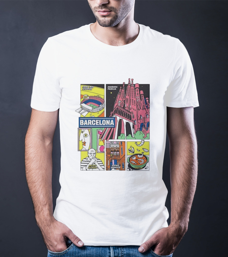 Barcelona Sagrada Familia Camp Nou Museu Picasso Gothic Quarter Paella T-Shirt