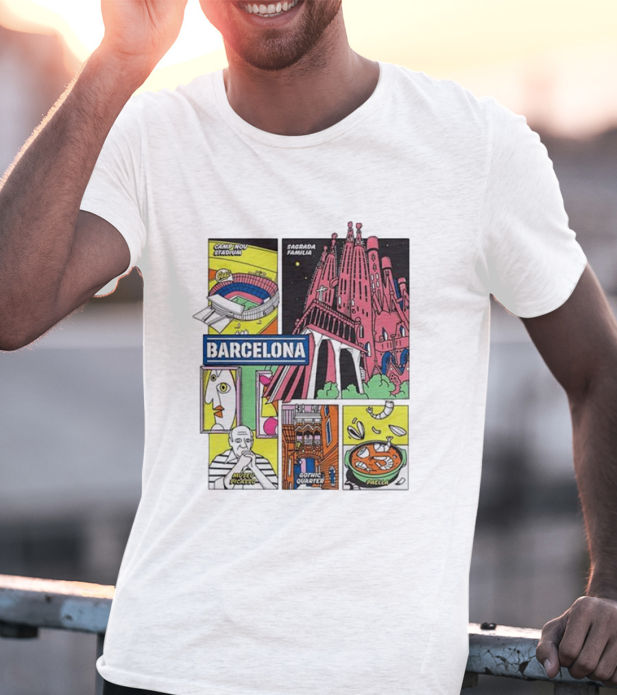 Barcelona Sagrada Familia Camp Nou Museu Picasso Gothic Quarter Paella T-Shirt