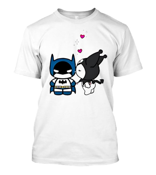 Batman Kuromi Kiss Cartoon With Hearts T-Shirt