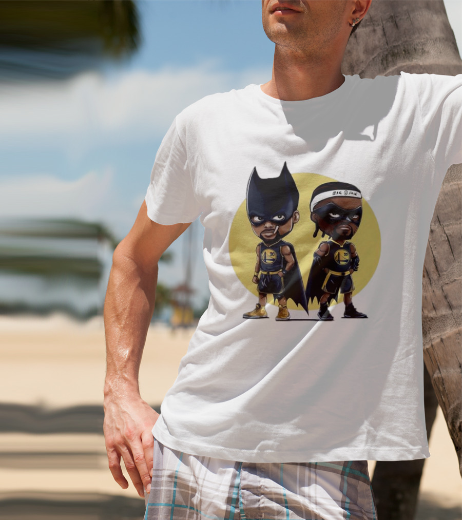 Batman And Robin Chibi Warriors 30 And Headband Duo Big Face T-Shirt