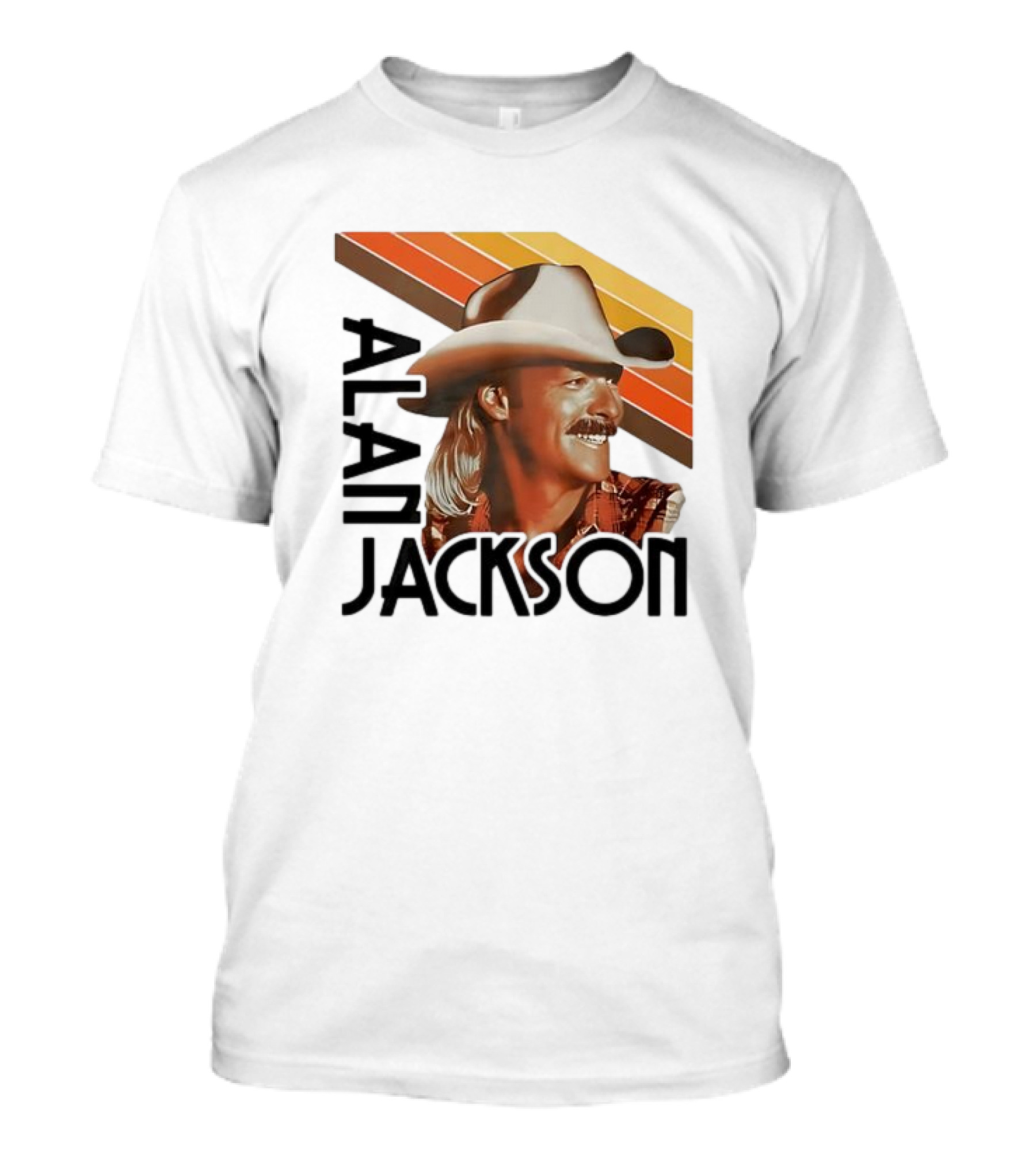 Alan Jackson Cowboy Hat Vintage Style Retro Stripes T-Shirt
