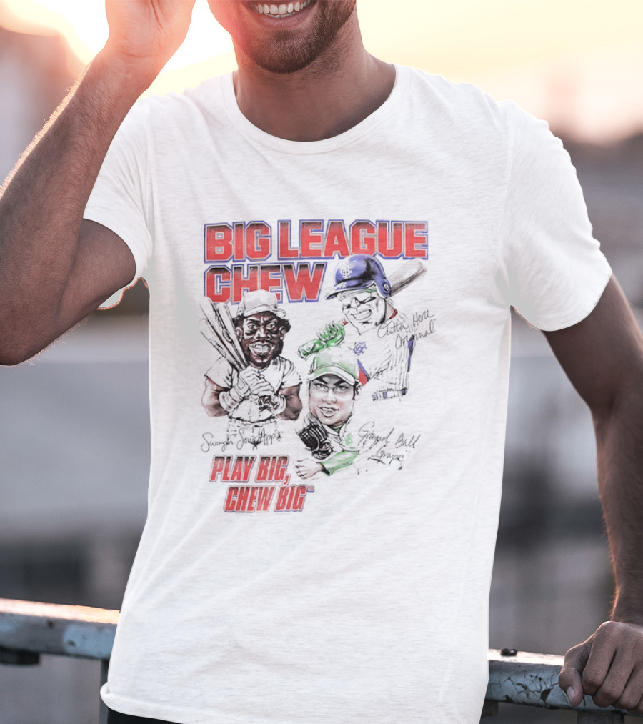 Big League Chew Play Big Chew Big Baseball Caricature T-Shirt