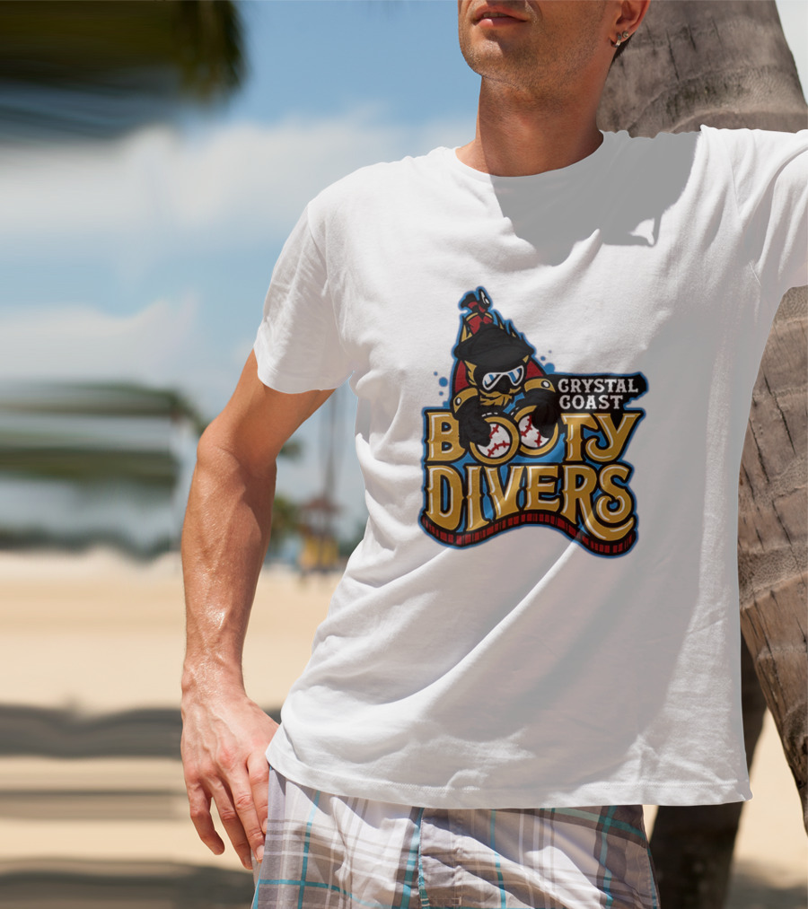 Crystal Coast Booty Divers Pirate Spyglass Emblem T-Shirt