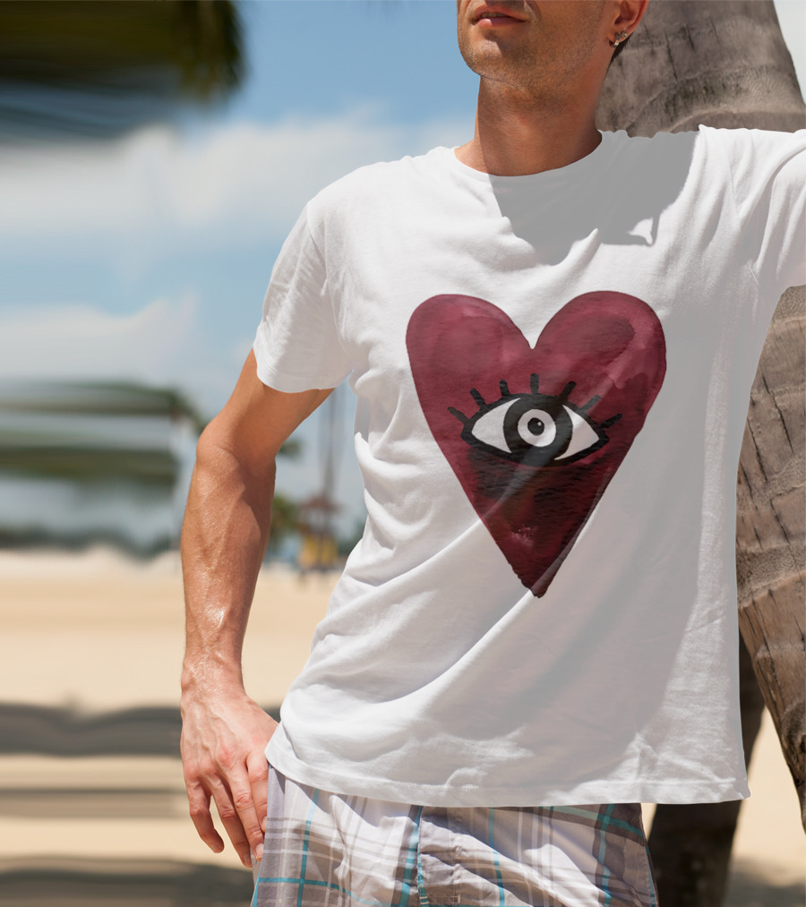 Burgundy Hearts Club Eye Retro T-Shirt