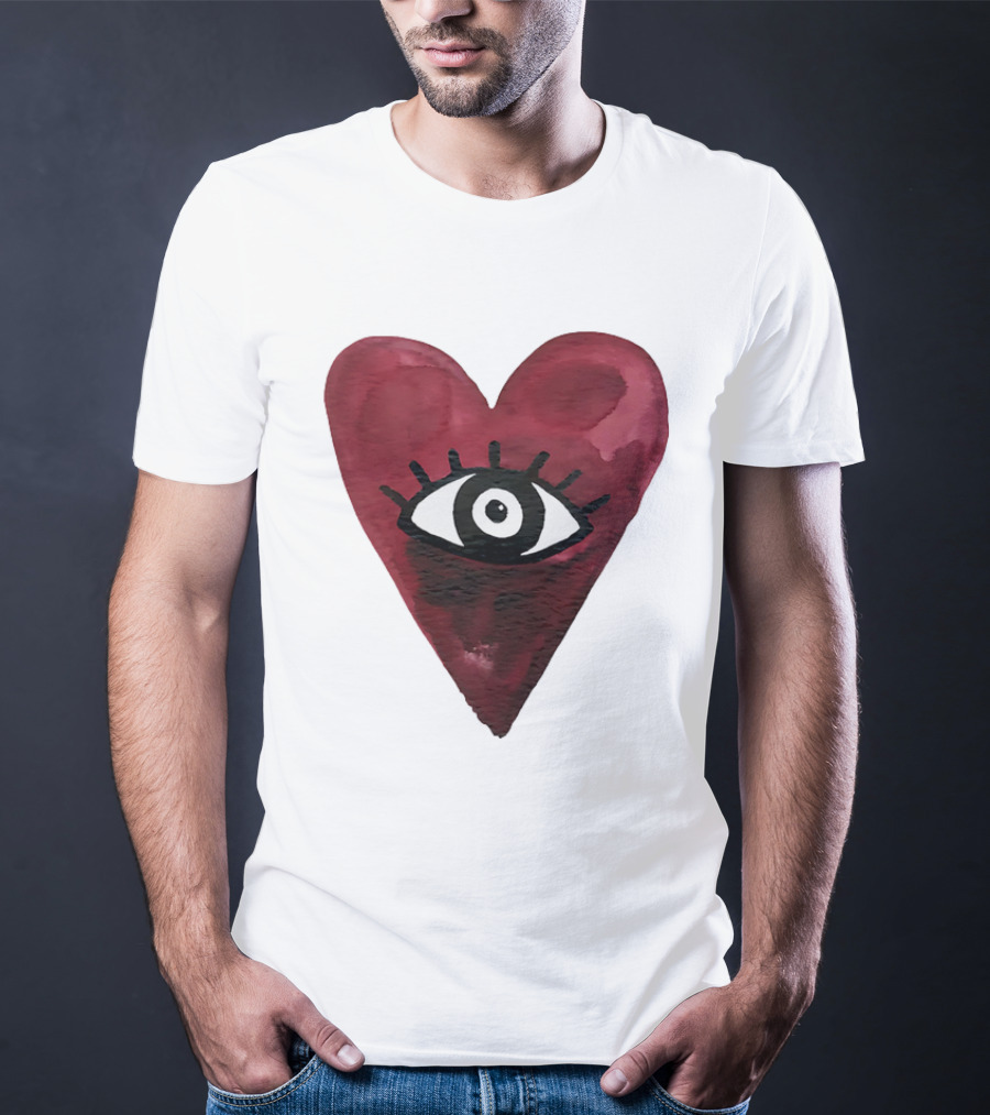 Burgundy Hearts Club Eye Retro T-Shirt