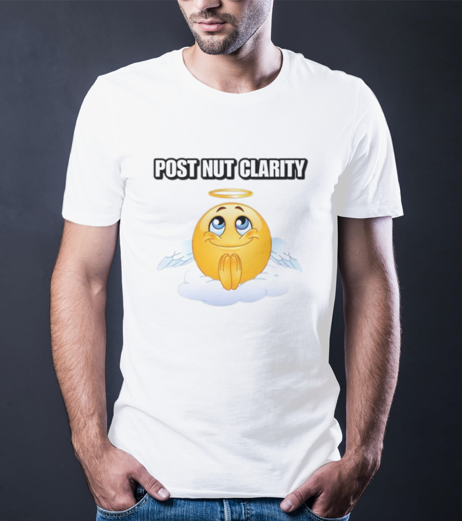 Cringeytees Post Nut Clarity Angel Emoji On Cloud T-Shirt