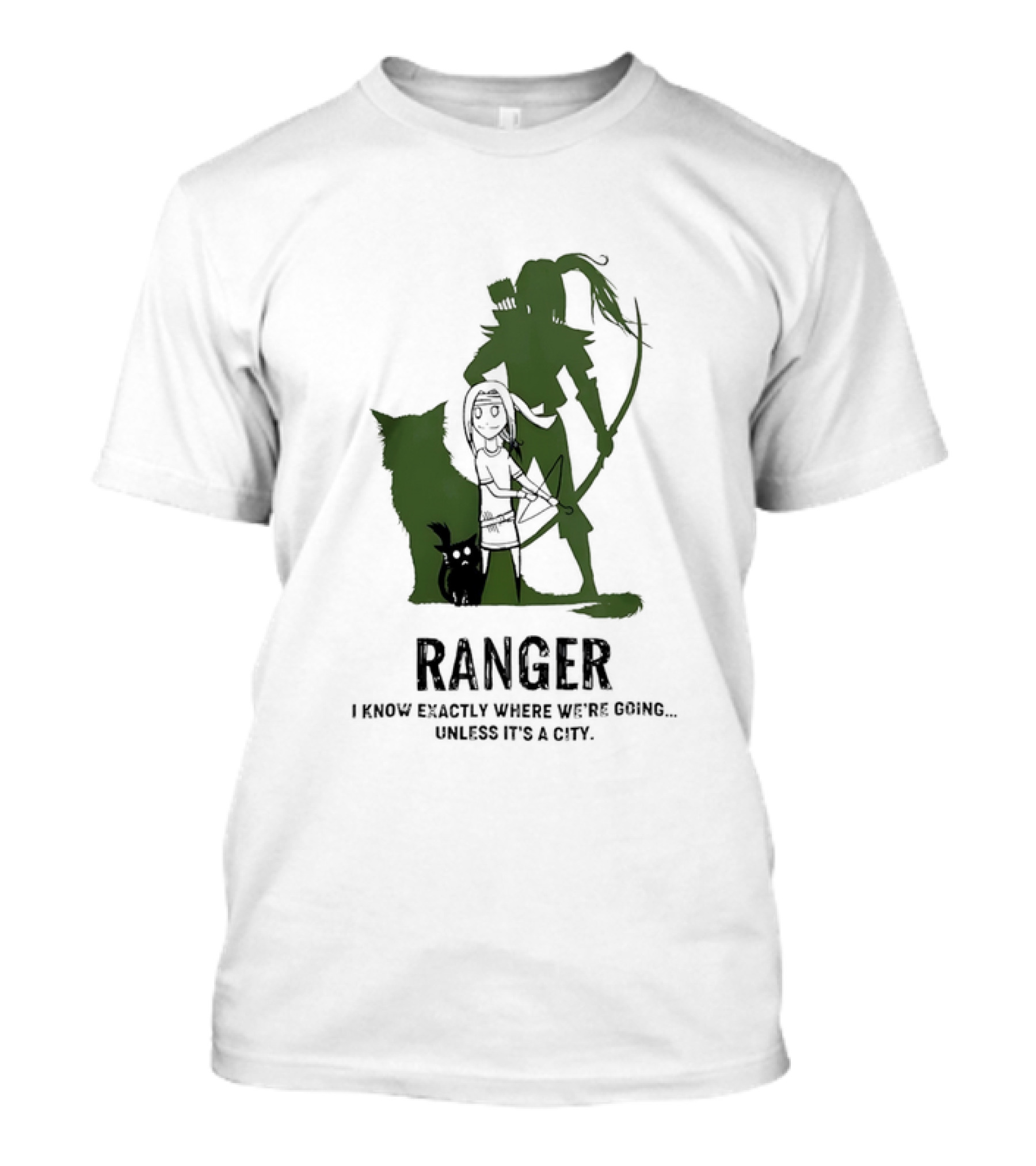 Dungeons And Dragons Ranger With Bow And Wolf Companion I Know Exactly Where We’re Going Unless It’s A City T-Shirt