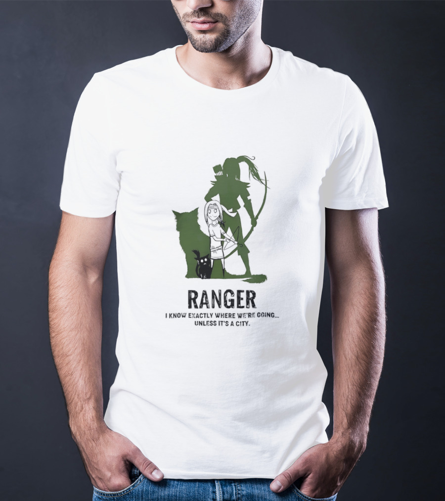 Dungeons And Dragons Ranger With Bow And Wolf Companion I Know Exactly Where We’re Going Unless It’s A City T-Shirt