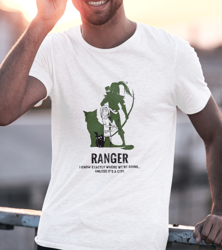 Dungeons And Dragons Ranger With Bow And Wolf Companion I Know Exactly Where We’re Going Unless It’s A City T-Shirt