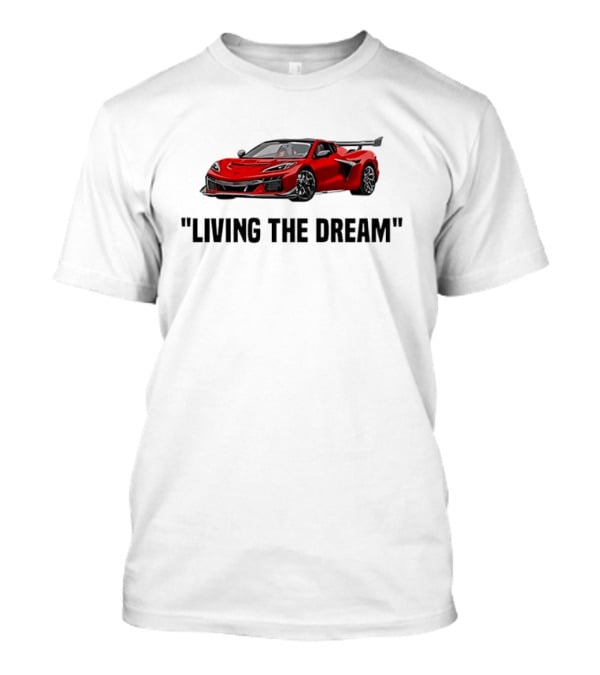 Corvette Living The Dream Red Convertible Car T-Shirt