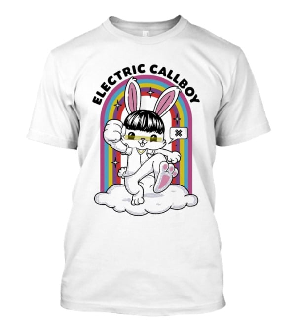 "Electric Callboy Bunny Rainbow Sunglasses Black Bunny" T-Shirt