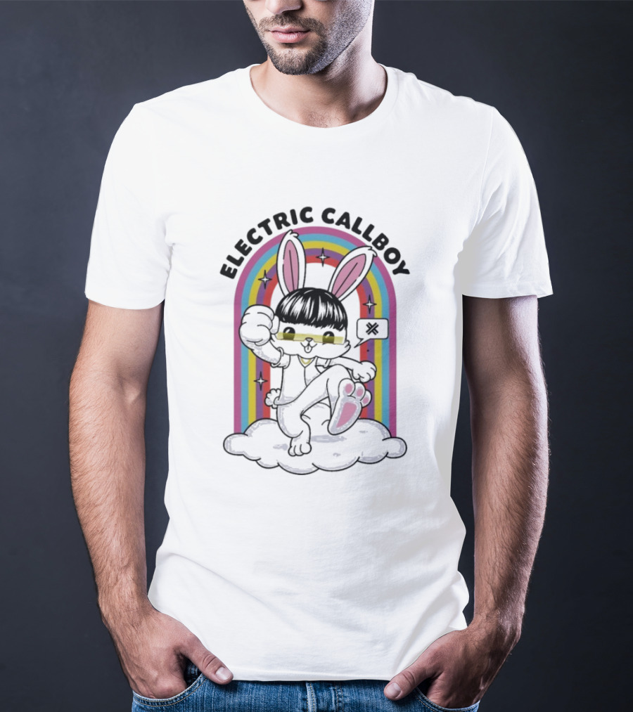 "Electric Callboy Bunny Rainbow Sunglasses Black Bunny" T-Shirt