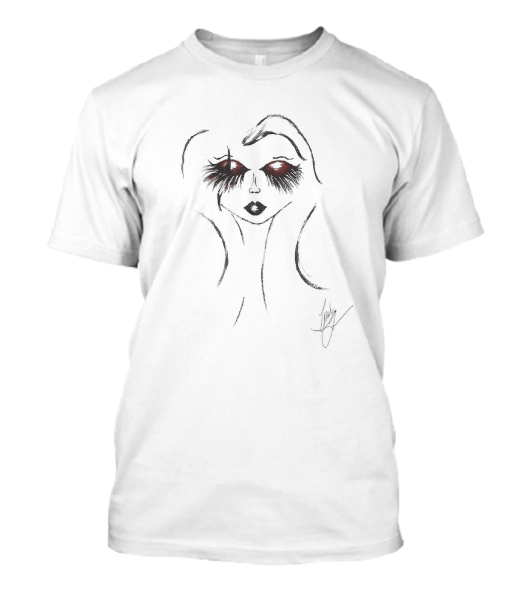 Emily Lazar The Pixie Girls September Red Graphic Face Design T-Shirt