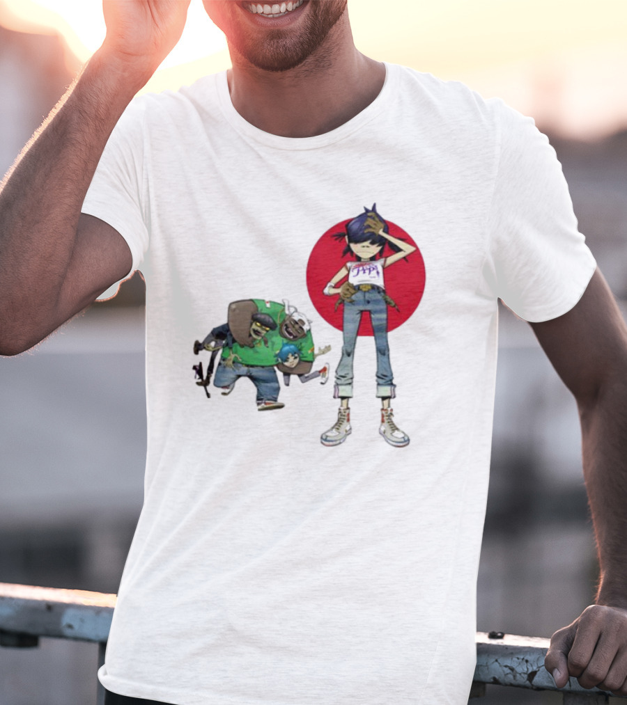 Gorillaz Invisible Sun Japanese Red Circle Band Members T-Shirt