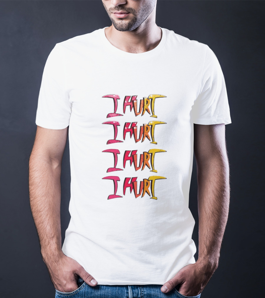 I HURT Multicolor Graffiti Text Art T-Shirt